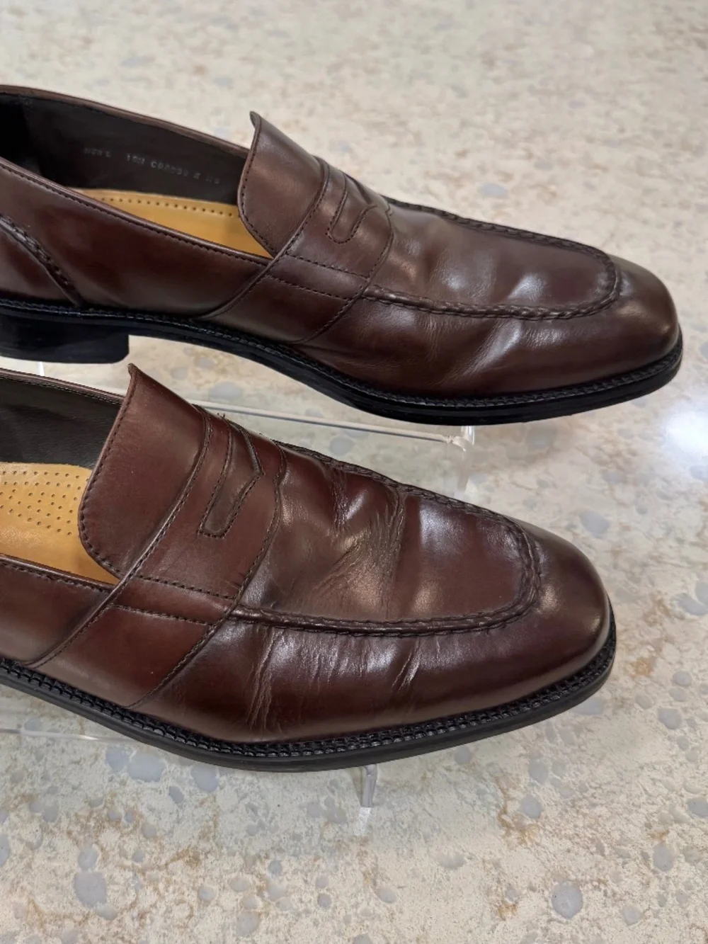 Men's Size 10M Cole Haan Leather Penny Loafers, Burgundy Brown, Arch Support